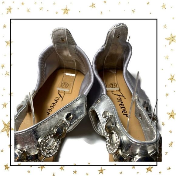 Forever 21 Silver Jeweled Thong Sandals 7.5 - Picture 4 of 6